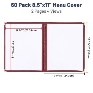 8-1/2X11 Menu Covers Plastic Menu Holders 4 View 60Ct/Pk