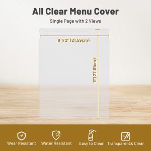 8 1/2X11 Plastic Menu Covers Single Page Double View 30Ct/Pk