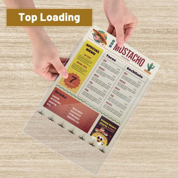 8 1/2X11 Plastic Menu Covers Single Page Double View 30Ct/Pk