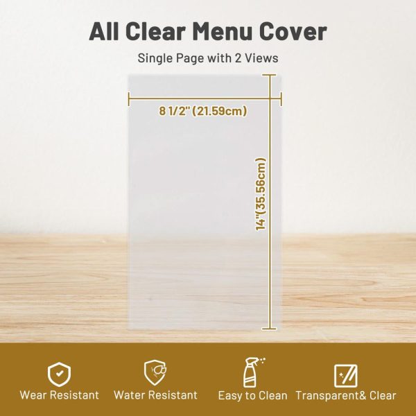 8 1/2X14 Plastic Menu Covers Single Page Double View 30Ct/Pk