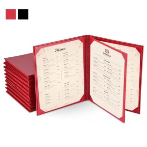 10Ct/Pack Pu Leather Menu Covers 4-View 8-1/2X11