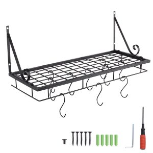 Wall Pots And Pans Rack Hanger W/ 10 Hooks