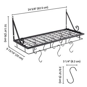 Wall Pots And Pans Rack Hanger W/ 10 Hooks