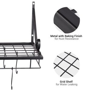 Wall Pots And Pans Rack Hanger W/ 10 Hooks