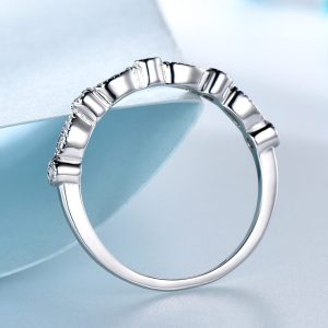 925 Sterling Silver Simple Silver Diamond Fashion Ring