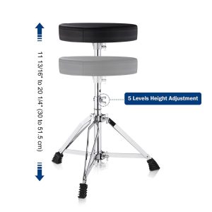 Swivel Drum Throne Adjustable Height Padded Seat Drummers Stool