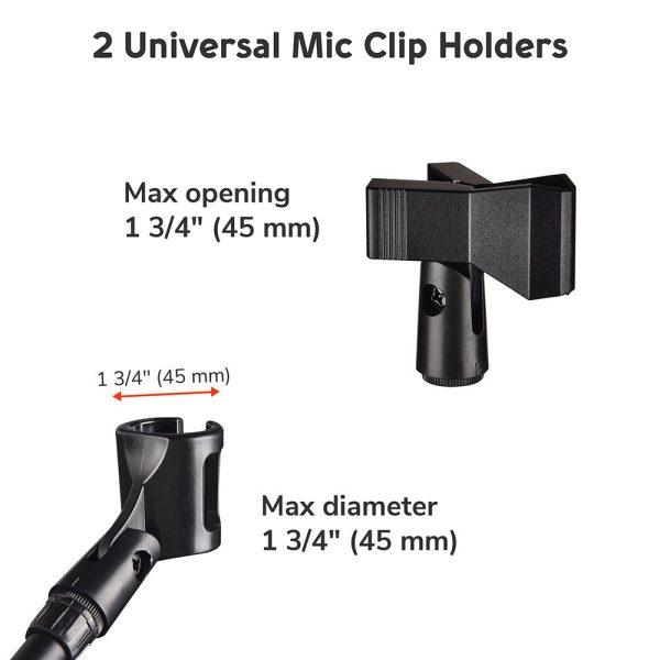 Mic Stand Boom Arm Dual Mic Mounts Height 2'8 To 5'11