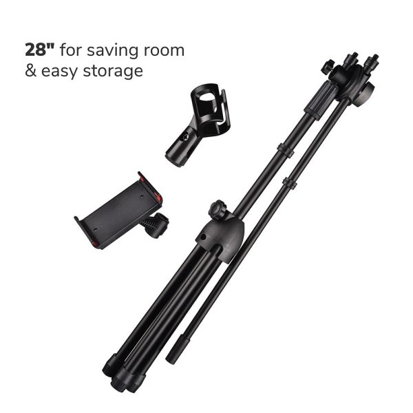 Mic Stand Boom Arm Mic Clip & Phone Holder Height 2'8 To 5'11