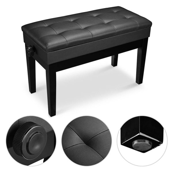 Piano Bench With Storage Adjustable Duet Seat