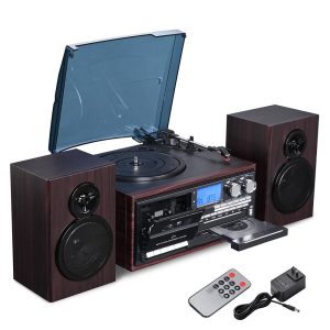 Stereo System Turntable Record Player W/ Speakers Bluetooth Cd