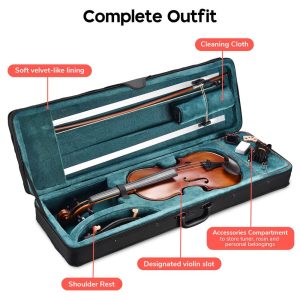 Vif Bv200A 4/4 Full Size Maple Wood Student Violin With Bow Case