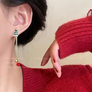 Xmas Moving Santa Claus Long Tassel Earrings