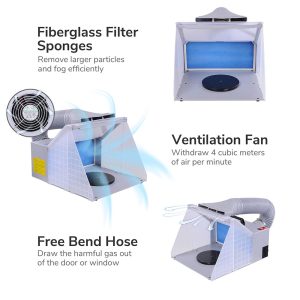 Led Light Portable Airbrush Spray Booth Fan Filter Kit