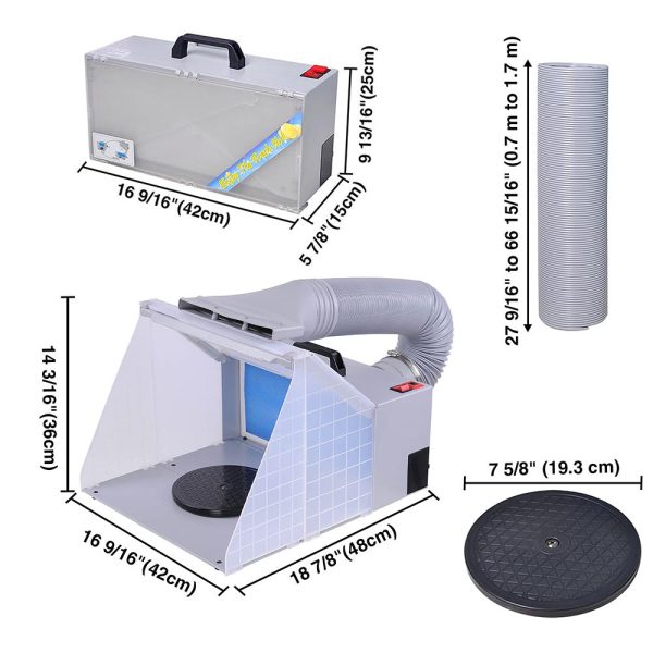 Led Light Portable Airbrush Spray Booth Fan Filter Kit