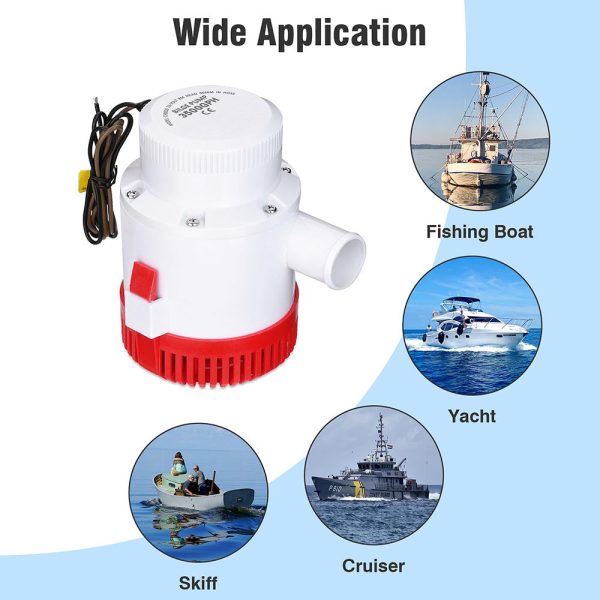 12V Electric Bilge Pump Marine Boat Yacht, 3500Gph