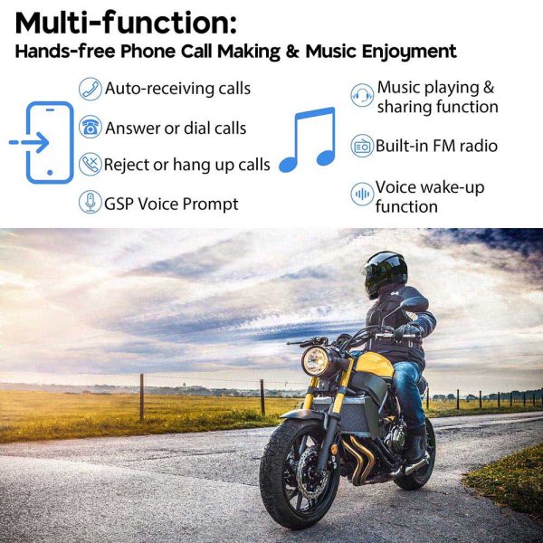 Motorcycle Helmet Bluetooth Headset Intercom Fm Radio 2 Riders