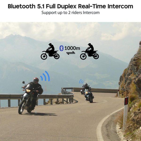 Motorcycle Helmet Bluetooth Headset Intercom Fm Radio 2 Riders