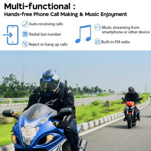 Motorcycle Helmet Bluetooth Headset Intercom Fm Radio 2 Riders