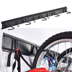 Bike Rack Garage Storage 8 Bike Hooks 3 Rails Wall Mount