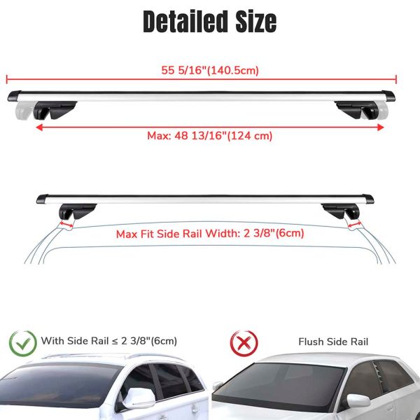 Universal 55 Car Top Cross Bars Luggage Cargo Roof Racks