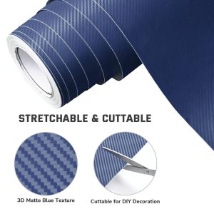 Blue Carbon Fiber Wrap 98Ft X 5Ft 3D Car Vinyl Sticker Roll