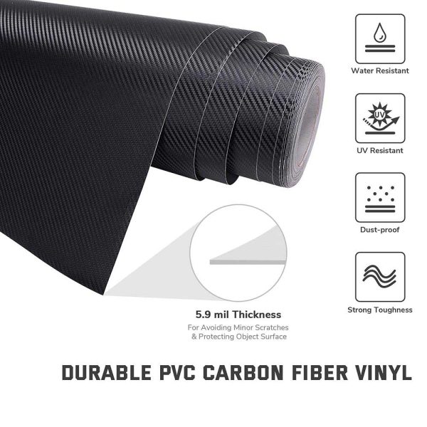 Carbon Fiber Wrap 100Ft X 5Ft 3D Car Vinyl Sticker Roll Black