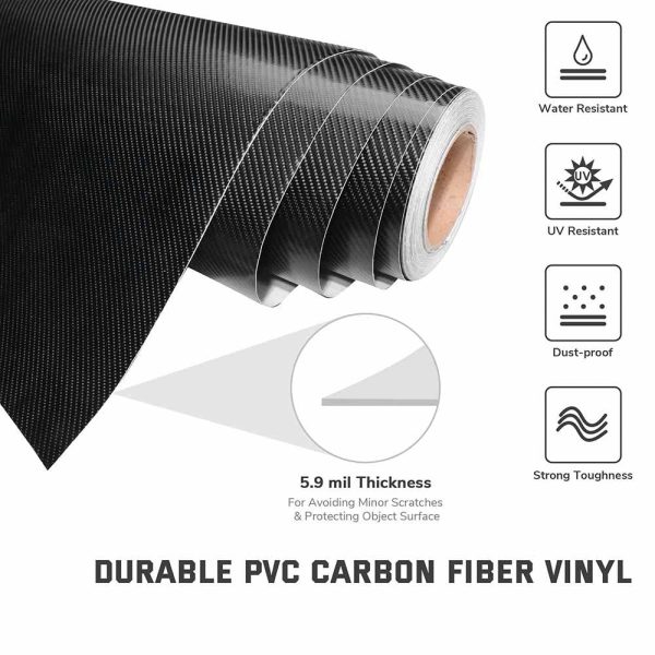 Carbon Fiber Wrap 100Ft X 5Ft 4D Vinyl Car Wrap Roll Black