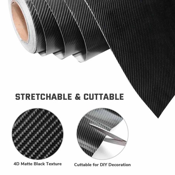 Carbon Fiber Wrap 100Ft X 5Ft 4D Vinyl Car Wrap Roll Black