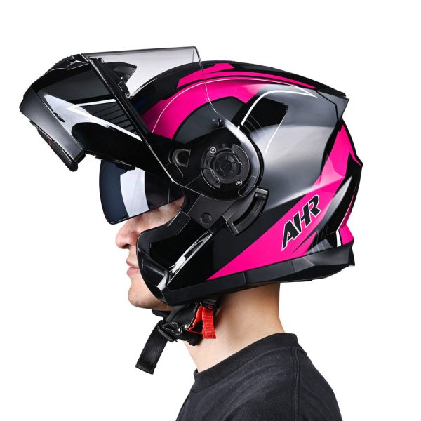 Modular Helmet Run-M3 Flip Up Dot Black Pink