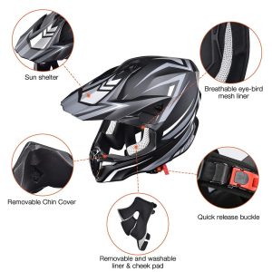 Black Dot Full Face Adult Offroad Helmet Mx Atv Dirt Bike S-Xl