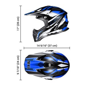 Black Blue Dirt Bike Helmet Full Face Dot Lightweight