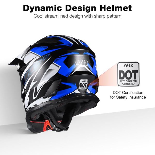 Black Blue Dirt Bike Helmet Full Face Dot Lightweight