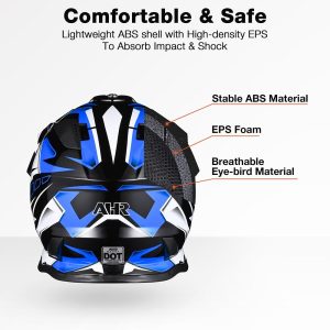 Black Blue Dirt Bike Helmet Full Face Dot Lightweight