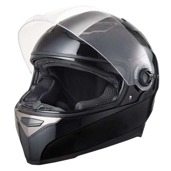 Dot Full Face Motorcycle Helmet Dual Visor Abs Shell Black