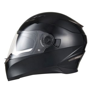 Dot Full Face Motorcycle Helmet Dual Visor Abs Shell Black