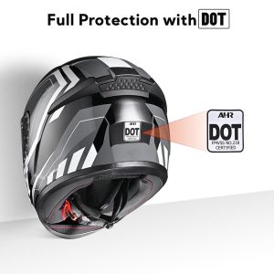 Motorcycle Helmet Run-F3 Full Face Helmet Dot Black Gray