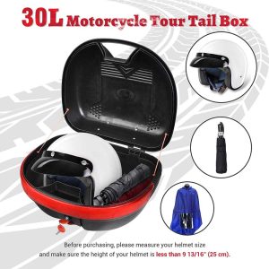 Motorcycle Trunk Top Case Scooter Luggage Storage Box 30L