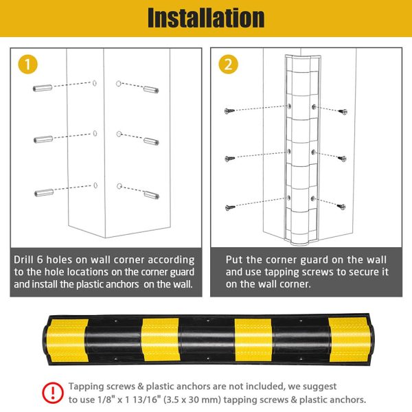 2Pcs Rubber Corner Guards Wall Protector 31 1/8H Round