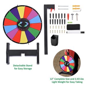 Winspin 12 Prize Wheel Tabletop & Wall Mount Colorful Dry Erase