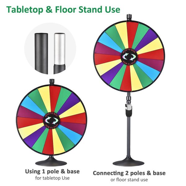 Winspin 36 Large Color Dry Erase Prize Wheel W/ Stand