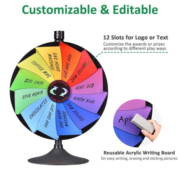 Winspin 24 Prize Wheel 2In1 Tabletop Or Floor Stand 12-Slot