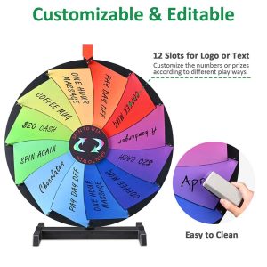 Winspin 24 Pinwheel Dry Erase Tabletop Prize Wheel 12 Slot