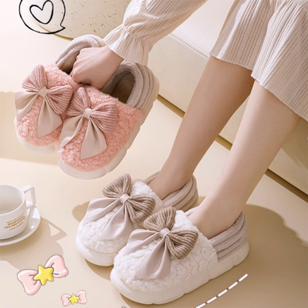 Big Bow-Knot Fluffy Slippers