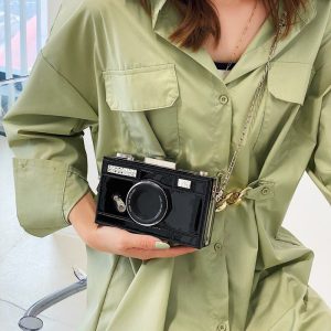 Camera Shaped Leather Glossy Single Shoulder Crossbody Bag