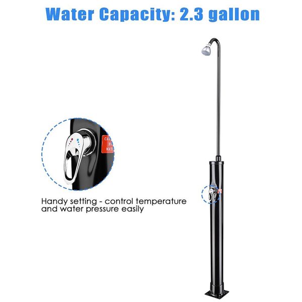 Solar Poolside Shower W/ Base & Sprinkler 2.3 Gallon