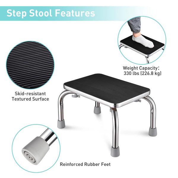 Chrome Steel Step Stool - 16X13X9