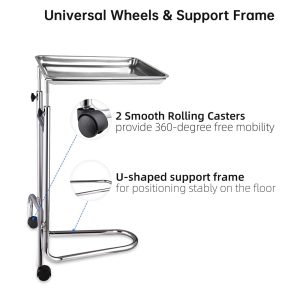 Mayo Instrument Stand With Removable Tray Double Post