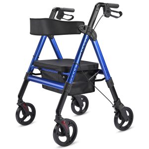 Rollator Aluminum Walker With Seat Back Support 450Lbs 8 Casters