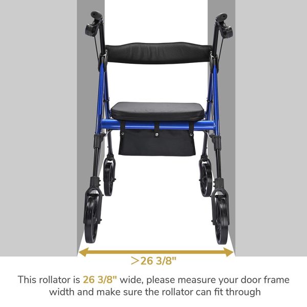 Rollator Aluminum Walker With Seat Back Support 450Lbs 8 Casters