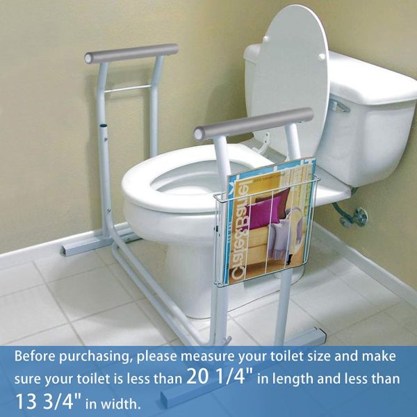 Toilet Safety Rail Stand Alone W/ Rack 375Lbs Support